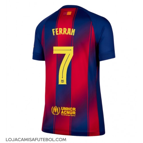 Camisa de Futebol Barcelona Ferran Torres #7 Equipamento Principal Mulheres 2025-26 Manga Curta Camisa de Futebol Barcelona Ferran Torres #7 Equipamento Principal Mulheres 2025-26 Manga Curta